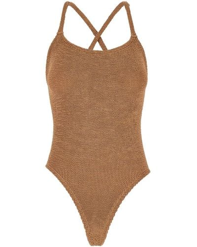 Hunza G Bette One-Piece Swimsuit With Crisscross Straps - Brown