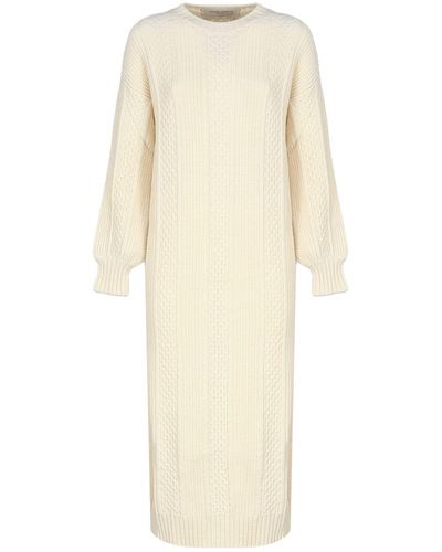 Golden Goose Wool Dress With Embroidery On The Back - Natural