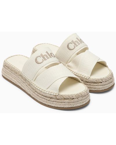 Chloé Ivory Mila Flat Sandal With Logo - White