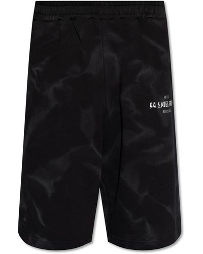 44 Label Group Cotton Shorts With Print - Black
