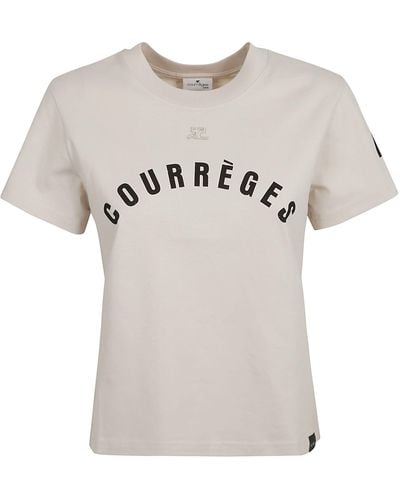 Courreges Ac Straight Printed T-shirt - Natural