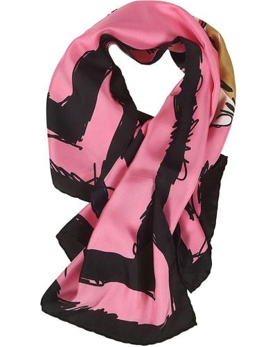 Moschino Logo Detailed Square-shape Scarf - Pink
