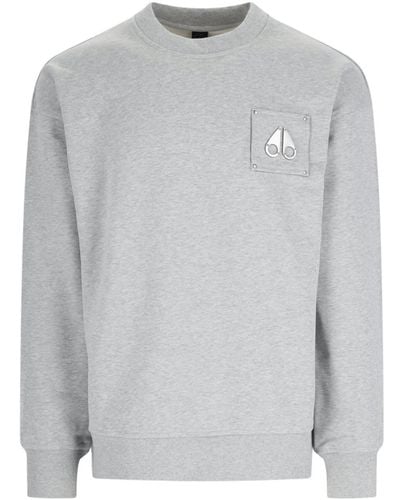 Moose Knuckles Logo Crew Neck Sweatshirt - Grey