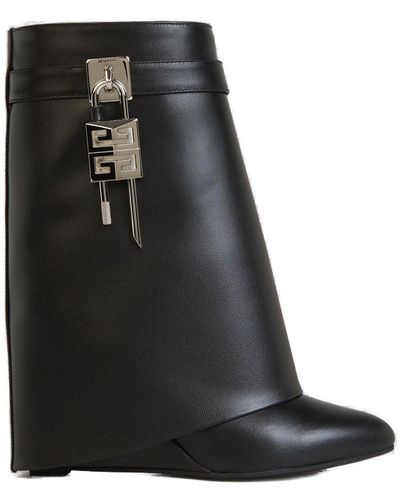 Givenchy Shark Lock Ankle Boots In Leather - Black