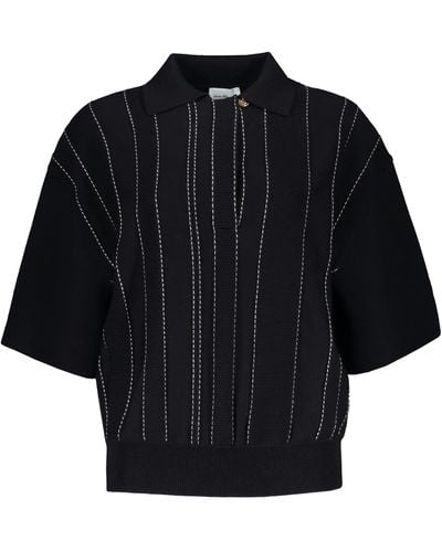 Ferragamo Knitted Wool Polo Shirt - Blue