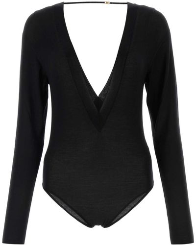Saint Laurent Black Wool Blend Bodysuit