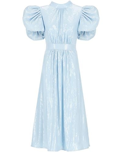 ROTATE BIRGER CHRISTENSEN Puff-sleeve Sequined Midi Dress - Blue