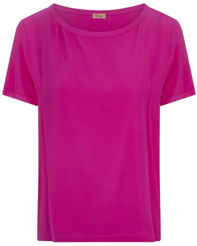 HER SHIRT HER DRESS Fuchsia Opaque Silk T-Shirt - Pink