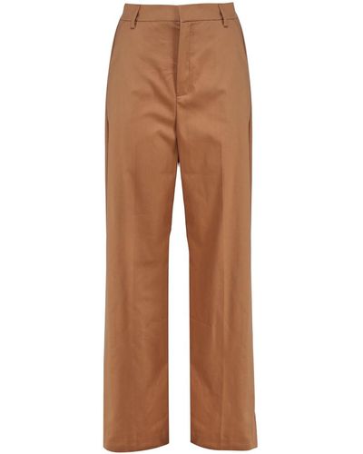 ANDAMANE High-Waisted Cotton Trousers - Brown