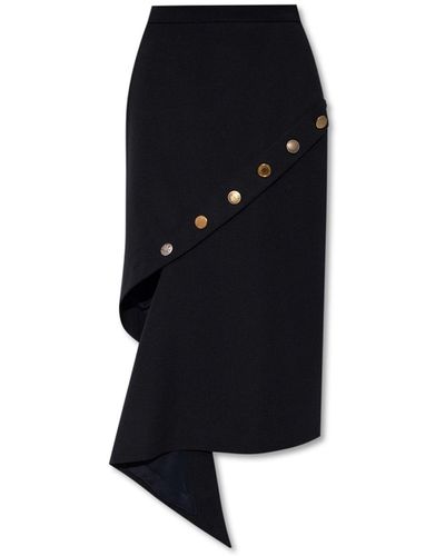 Alexander McQueen Wool Asymmetric Skirt - Black