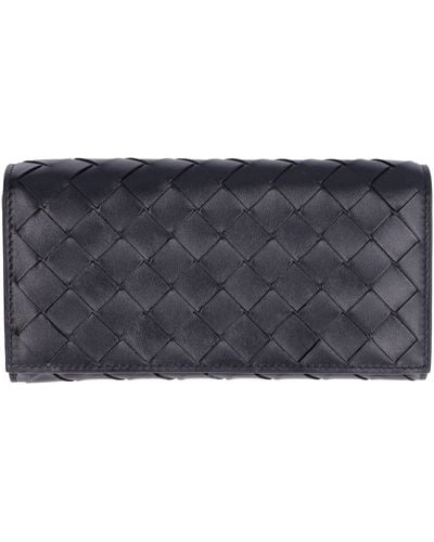 Bottega Veneta Leather Flap-over Wallet - Black