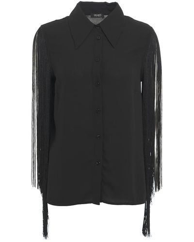 Liu Jo Fringed Sleeveless Button-Up Shirt - Black