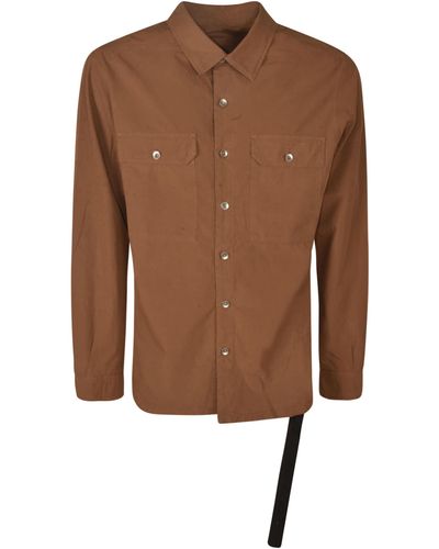 Rick Owens Patched Pocket Formal Plain Shirt - Brown