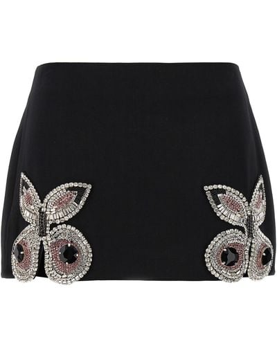 Area Embroidered Butterfly Mini Skirts Black