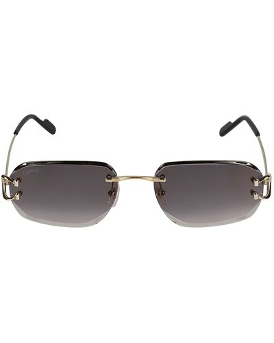 Cartier Straight Bridge Rimless Sunglasses - Brown