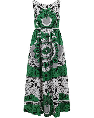 RED Valentino Cut Out Geometric Embroidery Dress - Green