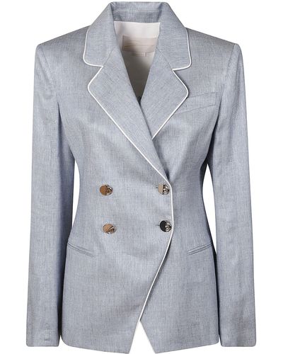 Genny Jacquard Double-Breasted Dinner Jacket - Blue