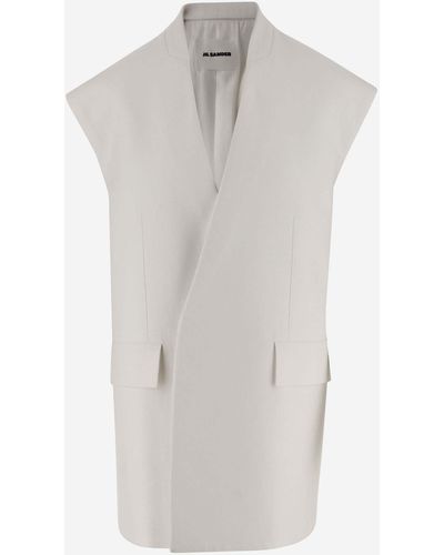 Jil Sander Cotton Blend Oversized Vest - White