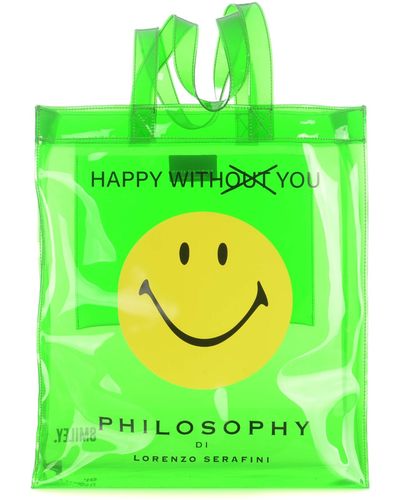 Philosophy Di Lorenzo Serafini Borsa Shopping Bag Smiley In Pvc - Green