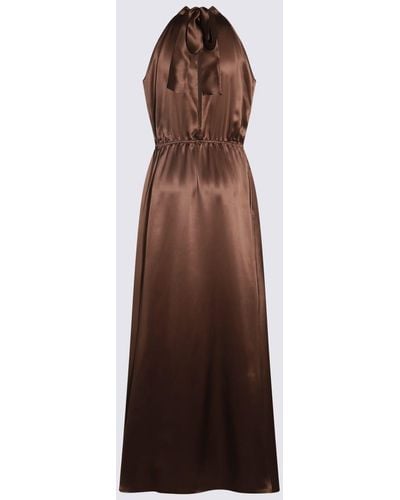 Crida Milano Satin Taormina Long Dress - Brown