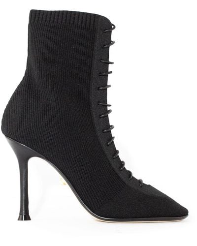 ALEVI Knit Ankle Boots - Black