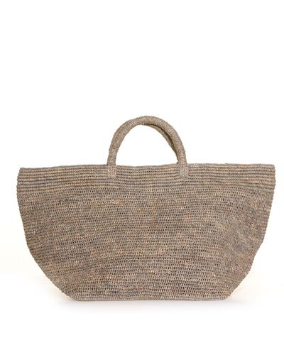 IBELIV Medium Tote Bag In Woven Raffia - Gray