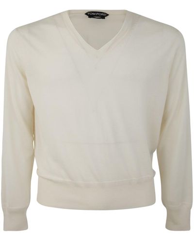 Tom Ford V Neck Jumper Clothing - White