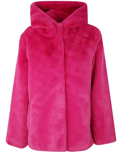 Betta Corradi Single Breasted Hooded Coat - Pink