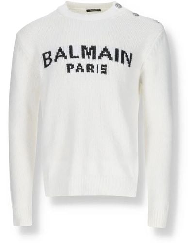 Balmain Cotton Logo Sweater - White