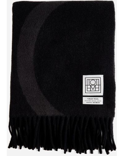 Totême Monogram Jacquard Wool Scarf - Grey Monogram