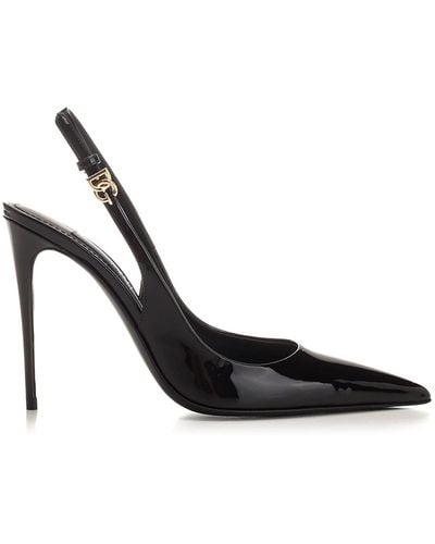 Dolce & Gabbana Patent Leather Slingback Pumps - Black