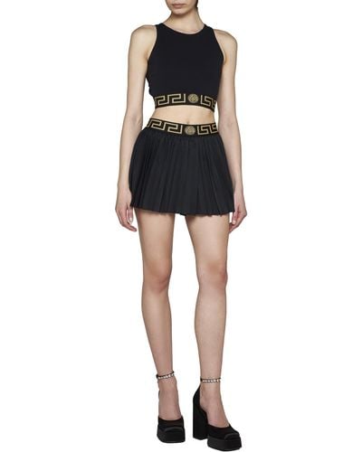 Versace Greca Border Pleated Gym Skirt - Black