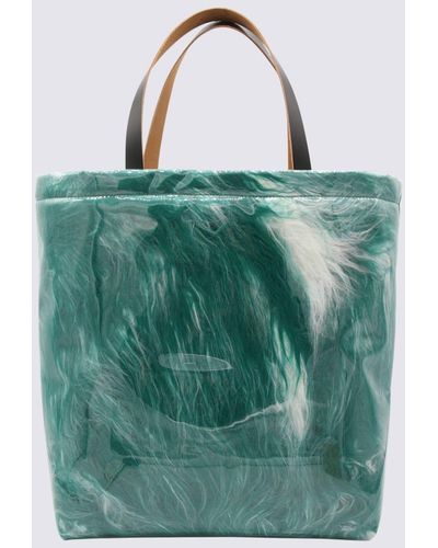 Marni Emerald Faux Fur-Leather Blend Tote Bag - Green