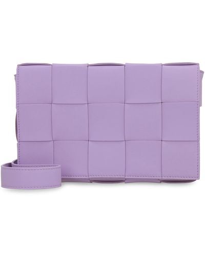Bottega Veneta Cassette Leather Crossbody Bag - Purple