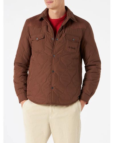 Mc2 Saint Barth Padded Overshirt With Patch Pockets - Brown