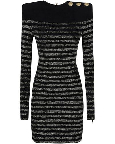 Balmain Lurex® Striped Minidress - Black