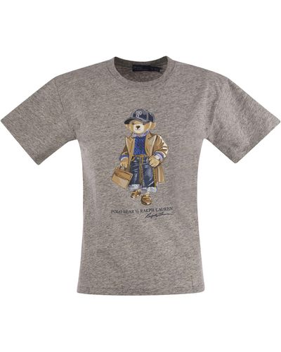 Polo Ralph Lauren Polo Bear-print Cotton-jersey T-shirt - Gray