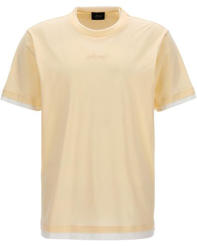 Brioni Logo Embroidery T-shirt - Natural