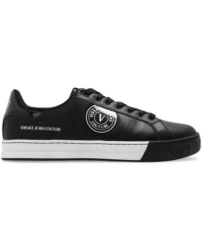 Versace Jeans Couture Logo-patch Leather Low-top Sneakers - Black