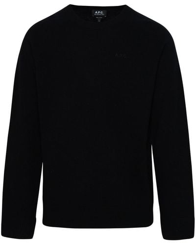 A.P.C. Black Elie Sweater In Virgin Wool