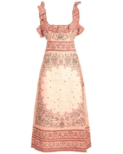 Zimmermann Bandana Print Midi Dress - Pink