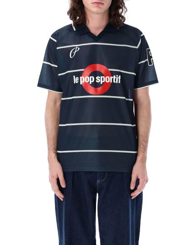 Pop Trading Co. Pop Striped Sportif Short Sleeves T-Shirt - Blue