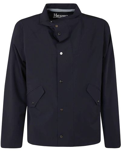 Herno Classic Side Pockets Buttoned Jacket - Blue