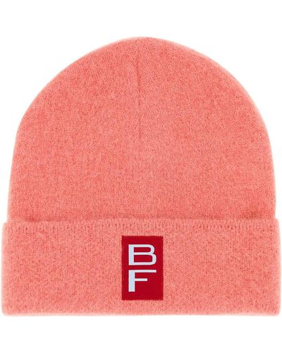 BY FAR Logo Patch Ribbed Beanie - Pink