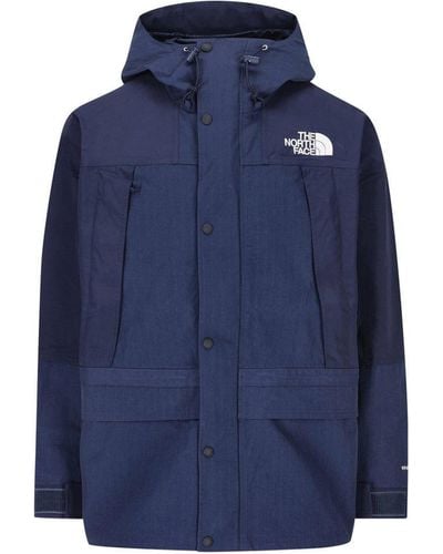 The North Face Ripstop Mountain Logo Embroidered Hooded Jacket - Blue