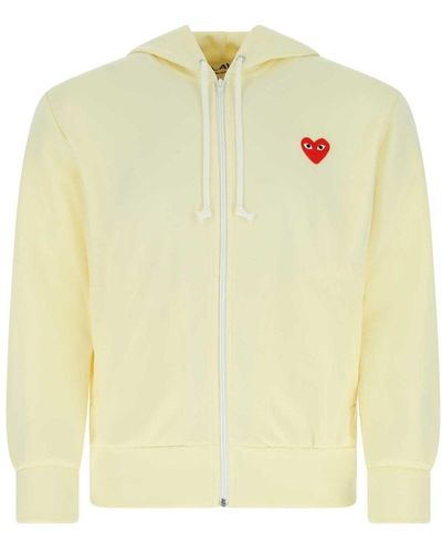 COMME DES GARÇONS PLAY Heart Logo Embroidered Zip-Up Hoodie - Yellow