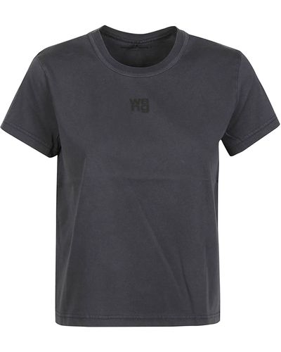 T By Alexander Wang Puff Logo Bound Neck Essential Shrunk T-Shirt - Black