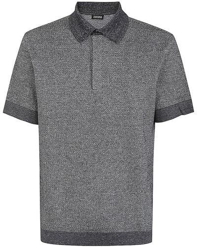 Zegna Cotton Linen And Silk Polo Shirt Clothing - Gray