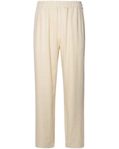 Gcds Ivory Linen Blend Trousers - Natural