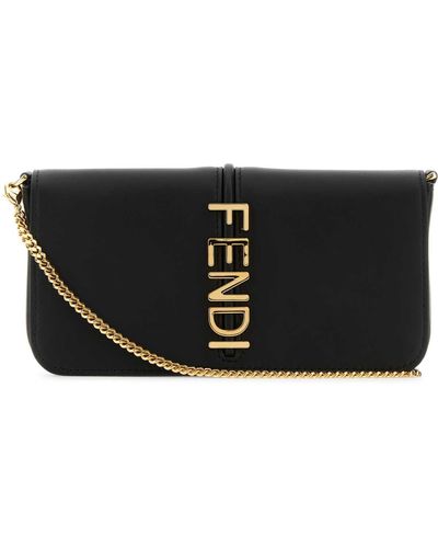 Fendi Leather Graphy Wallet - Black